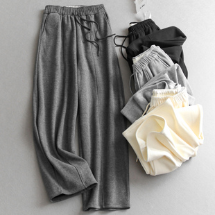 M831 女休闲裤 纯色松弛感加绒加厚保暖显高松紧腰萝卜裤 百搭弯刀裤