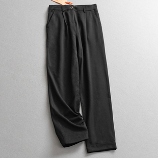 简约纯色捏褶立体显瘦高腰翻边直筒裤 Z410 通勤百搭显腿直女休闲裤