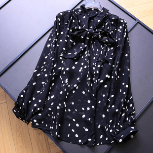 优雅女衬衫 撞色波点法式 长袖 新款 B459 蝴蝶结飘带宽松垂感2025秋季