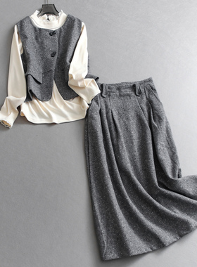 轻职场圆领马夹通勤花边领长袖打底T恤可配一整套半裙女套装B518
