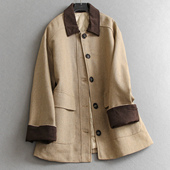 风衣女装 撞色翻领夹棉加厚中长款 立裁H廓形包容藏肉长袖 外套Q172