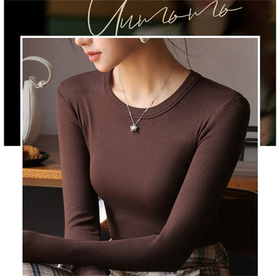 内搭春秋款高级感修身纯色长袖