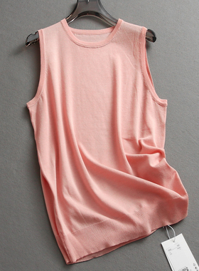 简约纯色冰感薄款亲肤透气标准版型无袖针织衫百搭女吊带背心L483