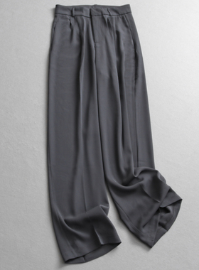 纯色捏褶显瘦高腰宽松垂感直筒裤通勤职场风阔腿西裤女休闲裤Z408