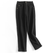 直筒裤 2024冬新款 百搭女裤 加绒加厚弹力松紧腰显瘦修身 牛仔裤 G403