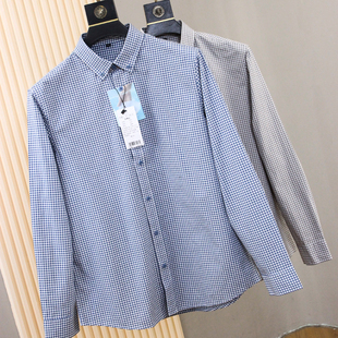 衬衫 百搭男士 N819 格子柔软舒适不易变形尖领扣领商务休闲长袖 男装