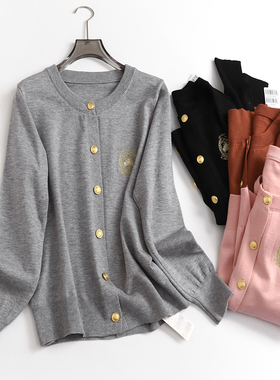 C702减龄学院风外搭开衫女2023秋装新款休闲复古长袖针织衫上衣