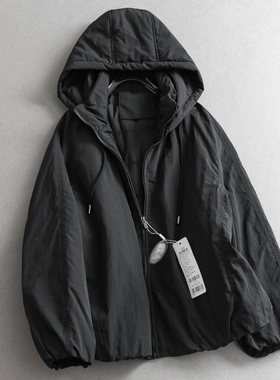 鹅绒！纯色宽松防风保暖连帽宽松廓形长袖外套百搭女装羽绒服M703