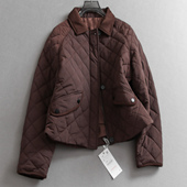 棉服长袖 简约通勤纯色绗缝翻领插肩袖 2025秋冬新款 百搭棉衣女B245