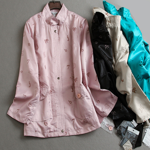 百搭休闲女外套K637 长袖 字母刺绣薄款 垫肩宽松对称口袋2025春新款