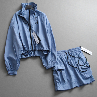 L620 短外套可配一整套半裙女套装 防晒薄款 宽松透气抽绳翻领长袖