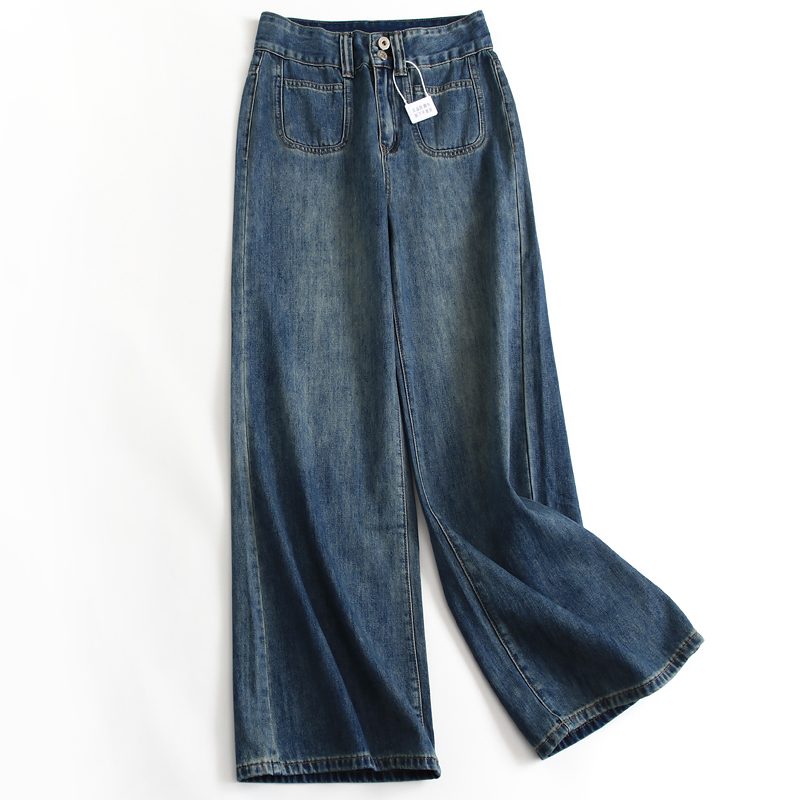 宽松直筒裤百搭阔腿拖地牛仔裤女