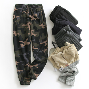 迷彩图案系带松紧腰加绒加厚冬季 卫裤 新款 男士 百搭休闲裤 G162男装