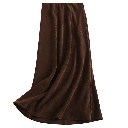 纯色高腰斜纹显瘦垂感遮跨半身裙