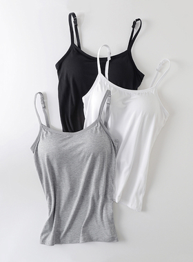 W135小吊带背心女带胸垫裹胸女防走光白色抹胸式文胸一体打底内搭