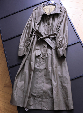 光泽感系腰带显瘦立领长袖外套2025秋季新款通勤长款女装风衣B397