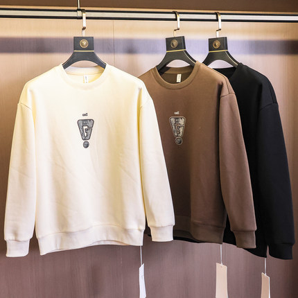 个性印花！加绒加厚！舒适百搭圆领保暖套头长袖休闲男士卫衣Q136