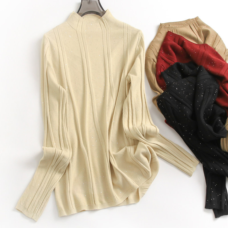 亮片软糯亲肤半高领显瘦内搭打底衫毛衣气质通勤长袖女针织衫H133,女装/女士精品,毛针织衫,淘宝优惠券,粉丝福利购,淘宝优惠卷