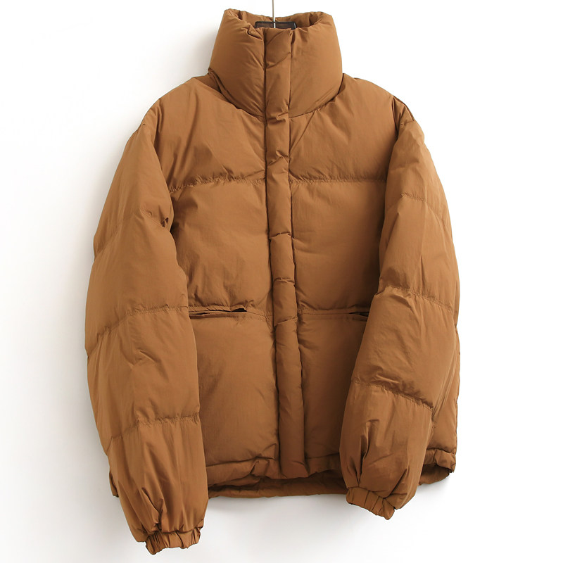 立领短款外套长袖面包服女羽绒服