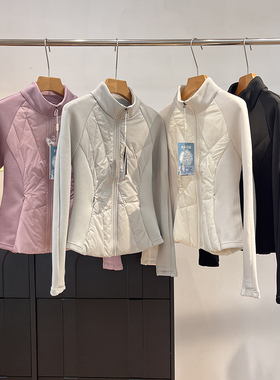 拼接立领轻薄款交叉绗缝修身保暖户外运动内胆羽绒服外套女M240