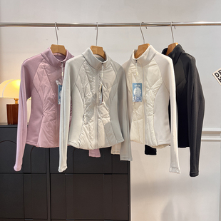 拼接立领轻薄款 保暖户外运动内胆羽绒服外套女M240 交叉绗缝修身