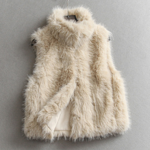 纯色仿皮草毛绒加厚高领保暖短款马甲2025秋冬新款马夹外套女M683