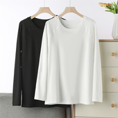 「外穿内搭都嘎嘎经典 上衣L343 宽松纯白色T恤中长款 」插肩袖 大版
