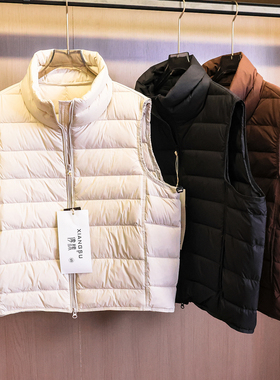 纯色排骨绗缝宽松立领羽绒服背心外套2025冬季新款无袖女马夹M910