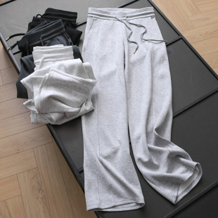 2025秋季 休闲裤 新款 女裤 B662 慵懒阔腿裤 立体剪裁拼接松紧腰直筒裤