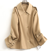 卡其色宽松显瘦翻领英伦风休闲春秋新款 小个子女外套短款 风衣M314