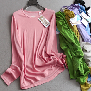 美利奴羊毛混纺基础纯色百搭圆领2025秋季 打底上衣女T恤V434 新款