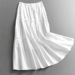 女裙半身裙C811 时尚 纯色蝴蝶结系带休闲甜美褶皱花边2025夏季 新款