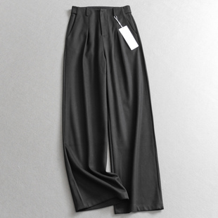 亲肤舒适女休闲裤 立体剪裁垂感阔腿裤 N965 裤 纯色高腰间褶直筒西装