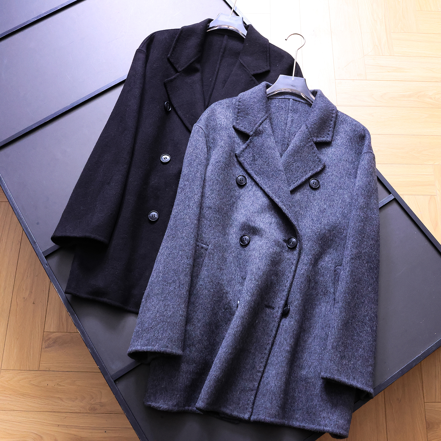 双排扣双面羊绒大衣女毛呢外套