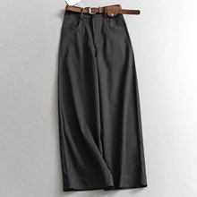 「配腰带」通勤百搭纯色宽松直筒裤显腿长西装裤百搭女休闲裤Q173
