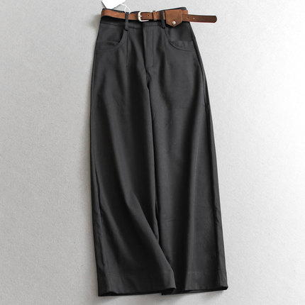 「配腰带」通勤百搭纯色宽松直筒裤显腿长西装裤百搭女休闲裤Q173