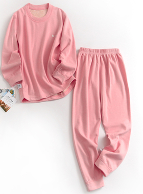 儿童保暖内衣套装女宝宝男童秋衣秋裤冬季无痕磨绒睡衣家居服H561