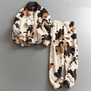 套装 双面北极绒加绒加厚带帽长袖 Q563 家居服25新款 连帽睡衣女冬季