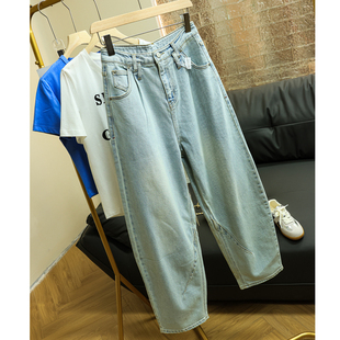 牛仔裤 浅蓝复古水仙高腰宽松显瘦阔腿裤 女裤 百搭香蕉裤 L532 弯刀裤