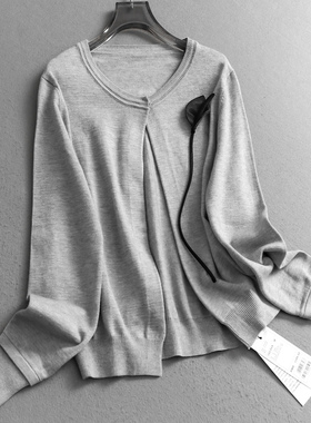 立体花朵优雅圆领开衫外套2025秋季新款长袖气质百搭女针织衫V463