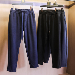 休闲裤 抗皱免烫 男士 纯色抽绳松紧腰保暖直筒裤 N743 加绒加厚