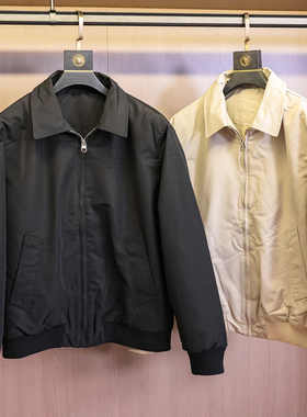 防风保暖！纯色翻领飞行员夹克加厚休闲长袖男士棉衣棉服Q491