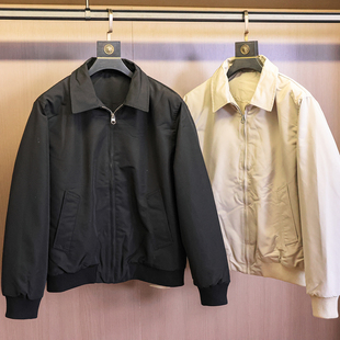 防风保暖!纯色翻领飞行员夹克加厚休闲长袖男士棉衣棉服Q491