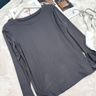 内搭打底衫 简约百搭圆领正肩长袖 修身 新款 上衣B048 T恤女2025秋季