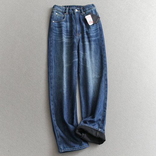 磨白窄版阔腿裤直筒裤女裤牛仔裤