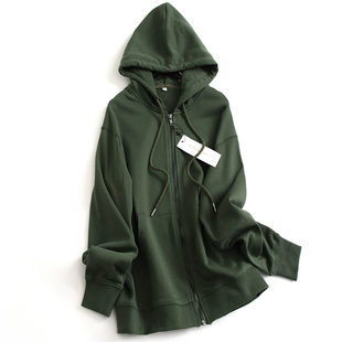 基础百搭长袖 男女同款 新款 2025春季 卫衣J551 纯色宽松连帽拉链开衫