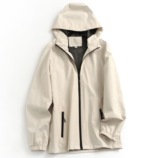 长袖 透气户外防风连帽拉链开衫 夹克外套A914 简约纯色薄款 男女同款