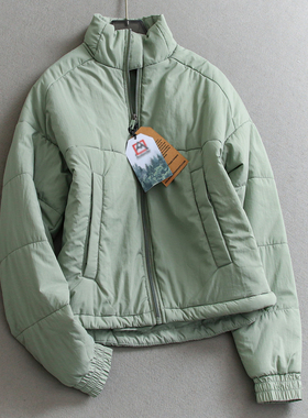 不臃肿通勤简约百搭纯色立领宽松薄款外套长袖休闲女棉衣棉服Q832