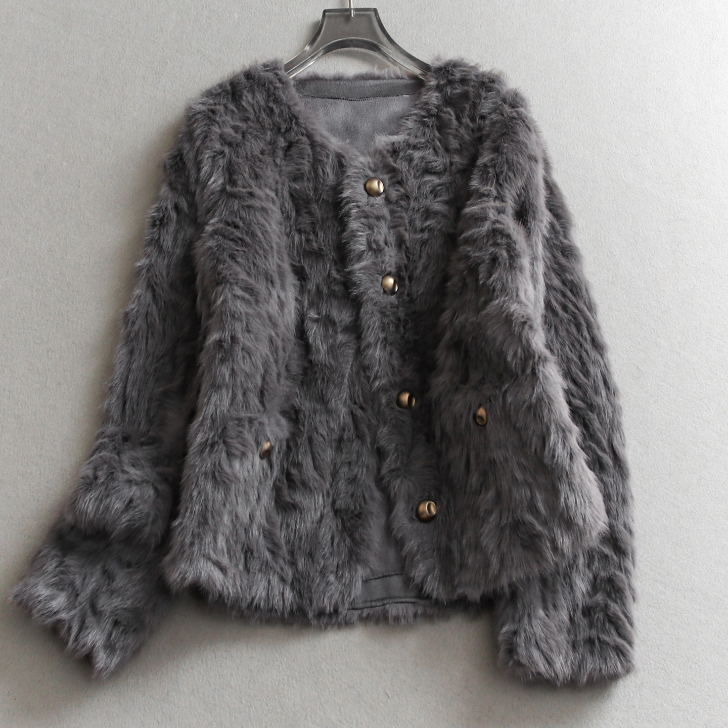 纯色软糯轻熟韩系皮毛一体女外套