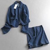 肌理感牛仔蓝宽松显瘦翻领长袖 外套可配一套穿搭半身裙女套装 B138